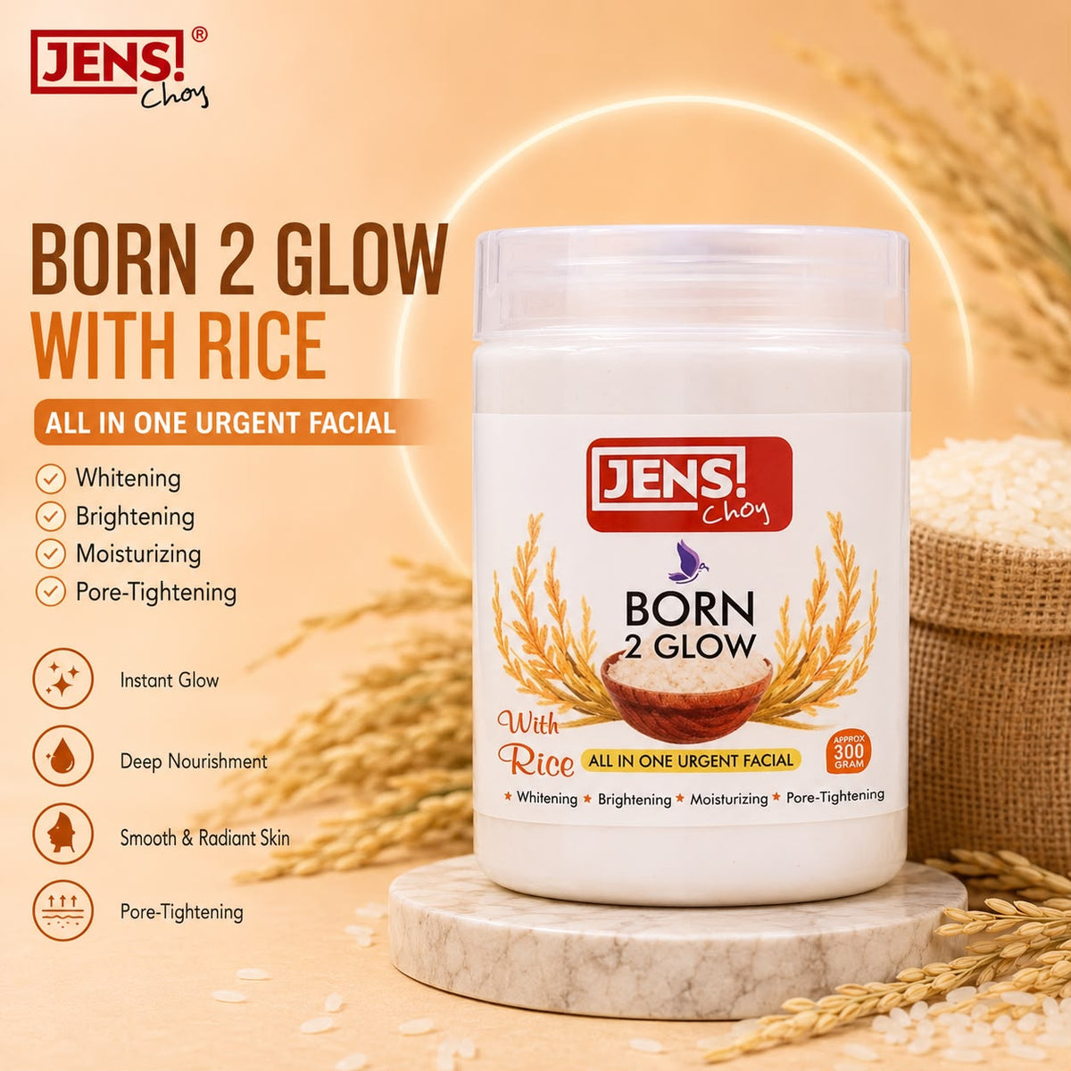 Born 2 Glow With Rice All in One Urgent Facial ā 300g