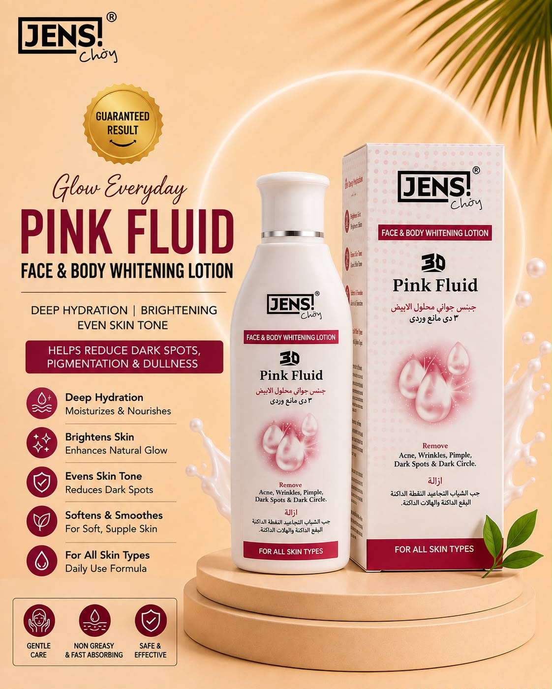 3D Pink Fluid Face & Body Whitening Lotion – Deep Hydration & Brightening